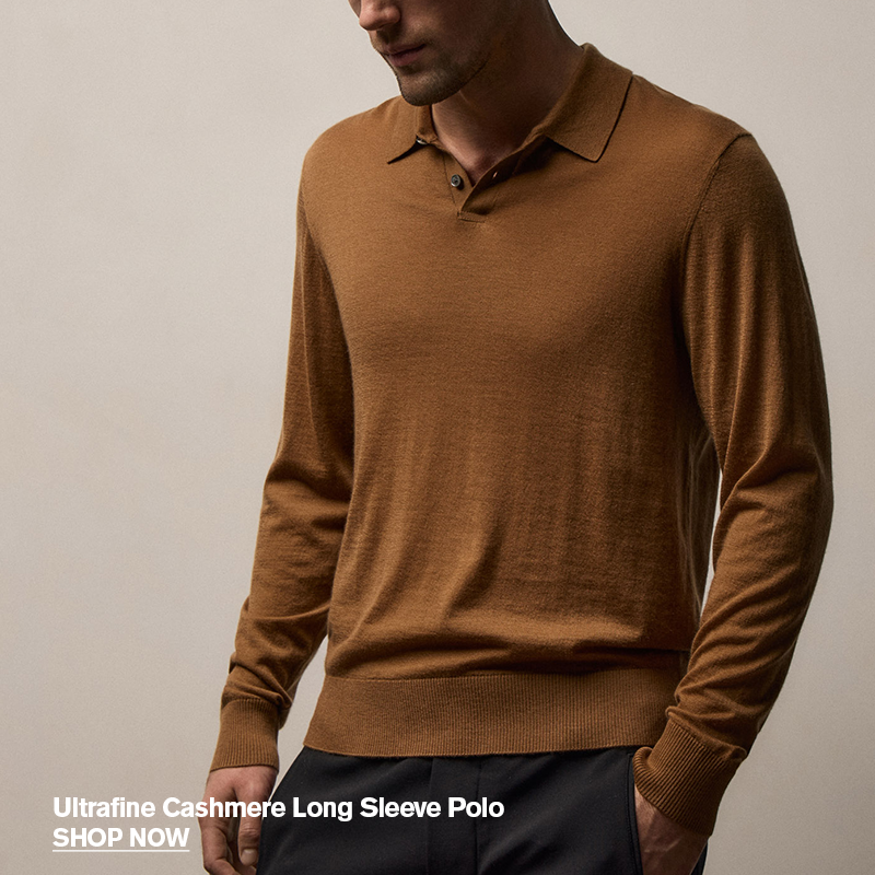 MEN'S CASHMERE LONG SLEEVE POLO