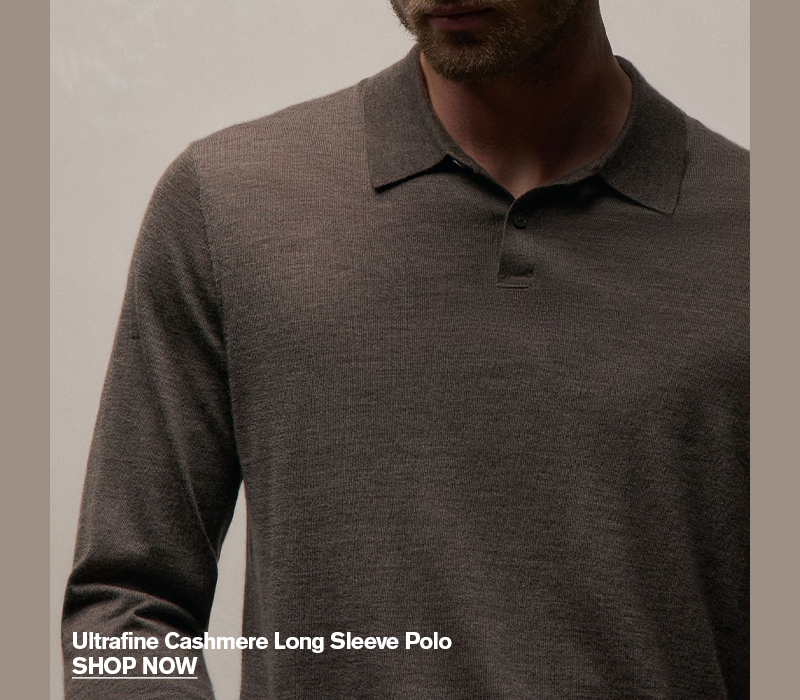 MEN'S ULTRAFINE CASHMERE LONG SLEEVE POLO