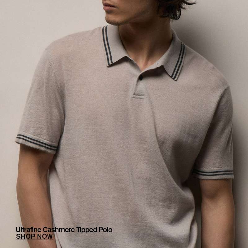 MEN'S ULTRAFINE CASHMERE TIPPED POLO MEN'S ULTRAFINE CASHMERE TIPPED POLO