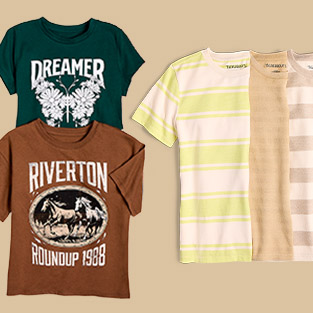 back-to-school deal. From $5.99 Kids' Thereabouts Tees, select styles. Coupon excluded. Also in plus, husky & adaptive sizes.