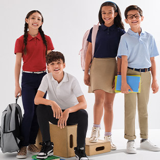 back-to-school deal. From $4.99 Kids' Uniforms, select styles. Coupon excluded.