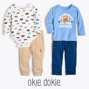 back-to-school deal. From $3.99 Babies' Or Toddlers' Okie Dokie Apparel, select styles. Coupon excluded.