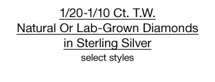 $27 each 1/20-1/10 Ct. T.W. Natural Or Lab-Grown Diamonds in Sterling Silver, select styles