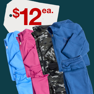Kids' Xersion Fleece Hoodies Or Joggers