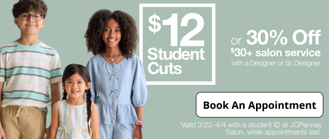 $12 Student Cuts or 30% Off $30 salon service with a Designer or Sr. Designer. Book An Appointment