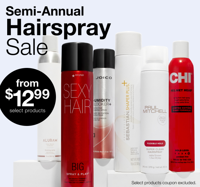 Semi-Annual Hairspray Sale. From $12.99 select products