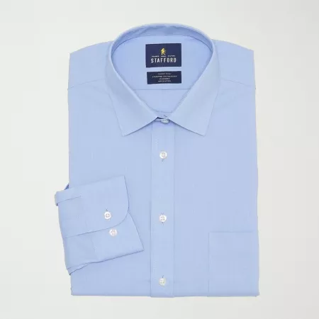 Image of Stafford Smart Tech Mens Regular Fit Stretch Fabric Wrinkle Free Long Sleeve Dress Shirt