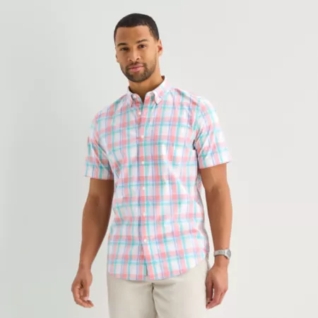 Image of St. Johns Bay Stretch Poplin Mens Short Sleeve Classic Fit Button-Down Shirt