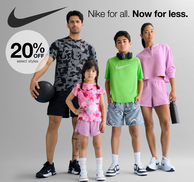20% OFF select styles | Nike for all. Now for less.