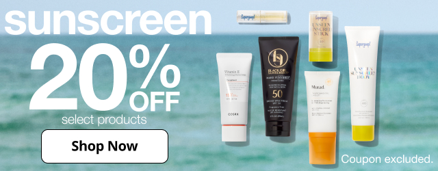 sunscreen | 20% OFF select products | Shop Now | Coupon excluded.