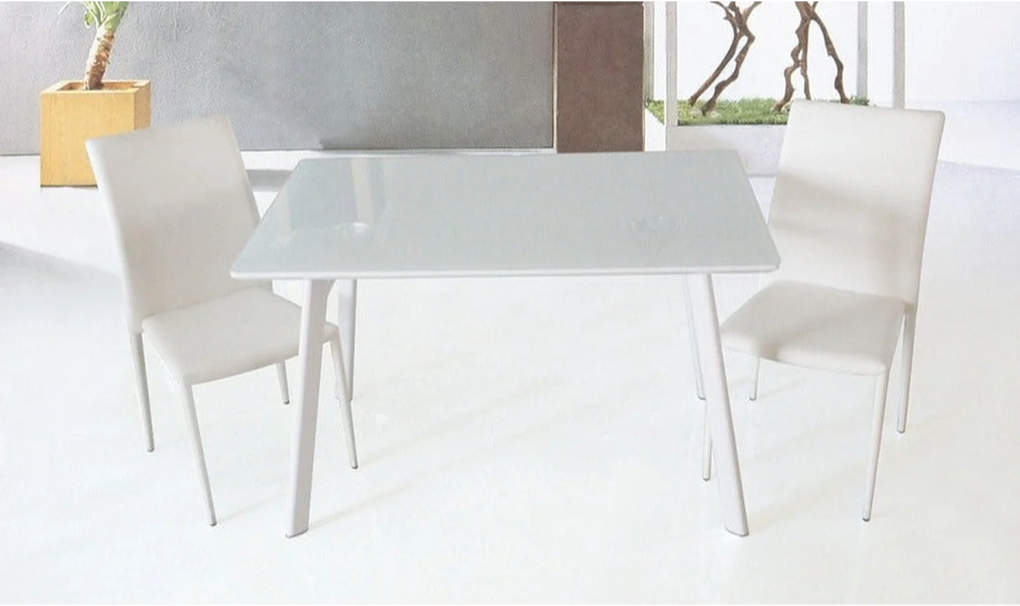 Image of Jennifer Italia Alex Rectangular Glass Top Dining Table in White
