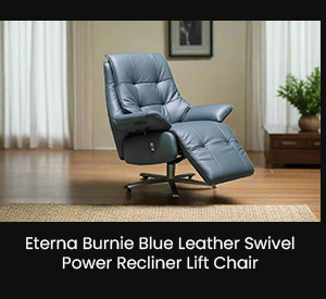  Eterna Burnie Blue Leather Swivel Power Recliner Lift Chair
