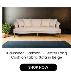 Klaussner Clarkson 3-Seater Long Cushion Fabric Sofa in Beige