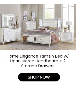 Home Elegance Tamsin Bed w/ Upholstered Headboard + 2 Storage Drawers
