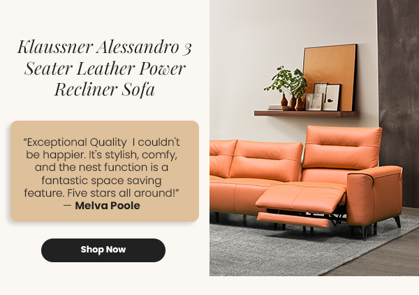 Klaussner Alessandro 3 Seater Leather Power Recliner Sofa