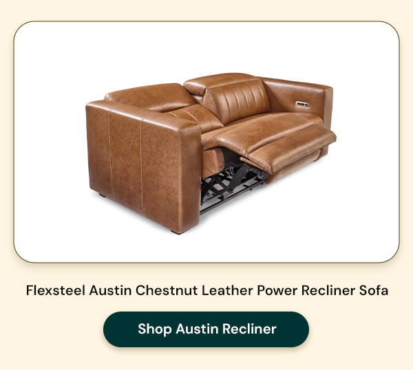 Flexsteel Austin Chestnut Leather Power Recliner Sofa