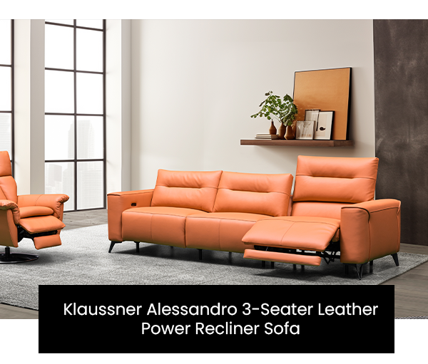 Klaussner Alessandro 3 seater leather power recliner sofa
