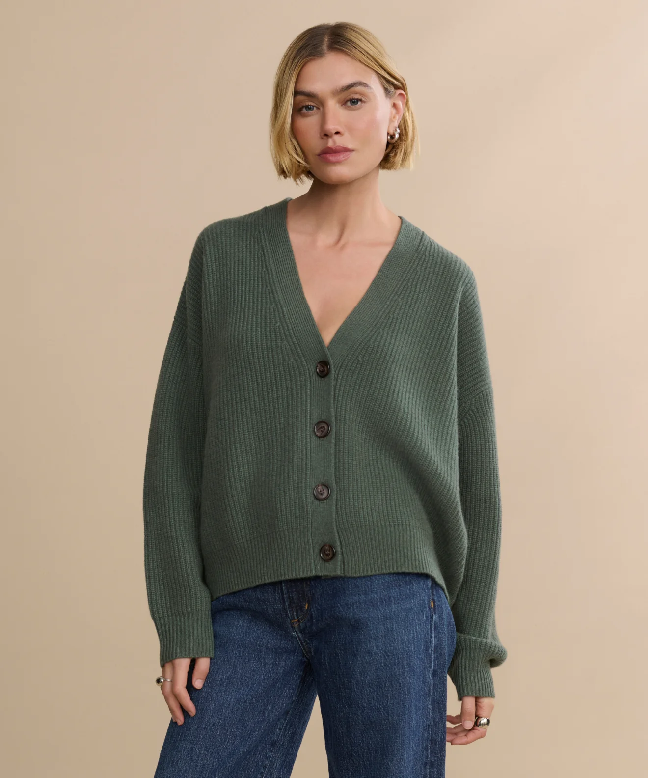 Image of Cropped Cashmere Cocoon Cardigan