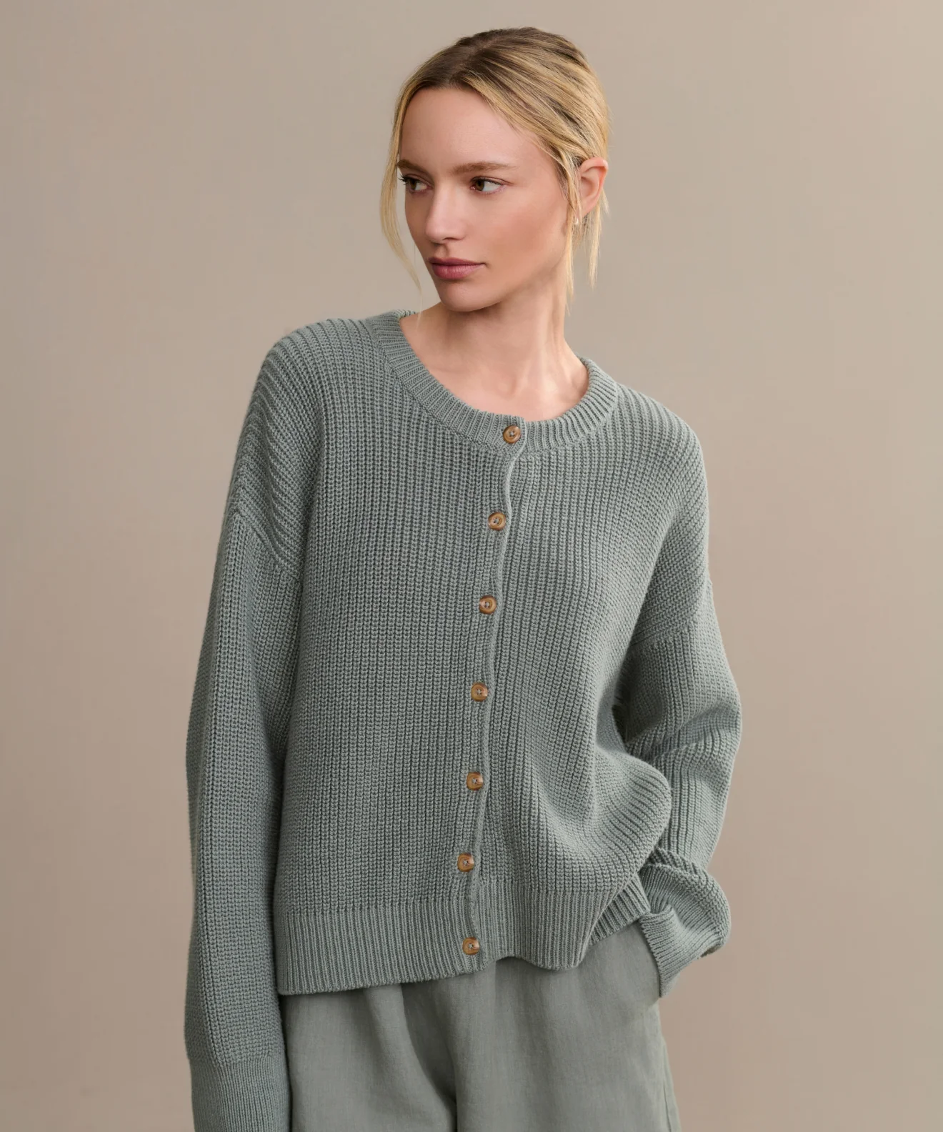 Image of Cotton Hayes Crewneck Cardigan