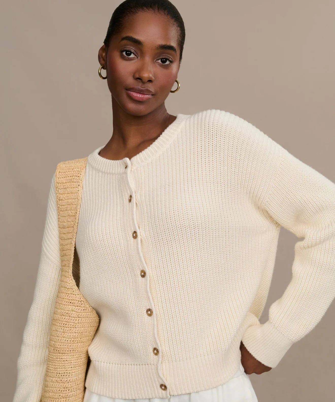 Image of Cotton Hayes Crewneck Cardigan