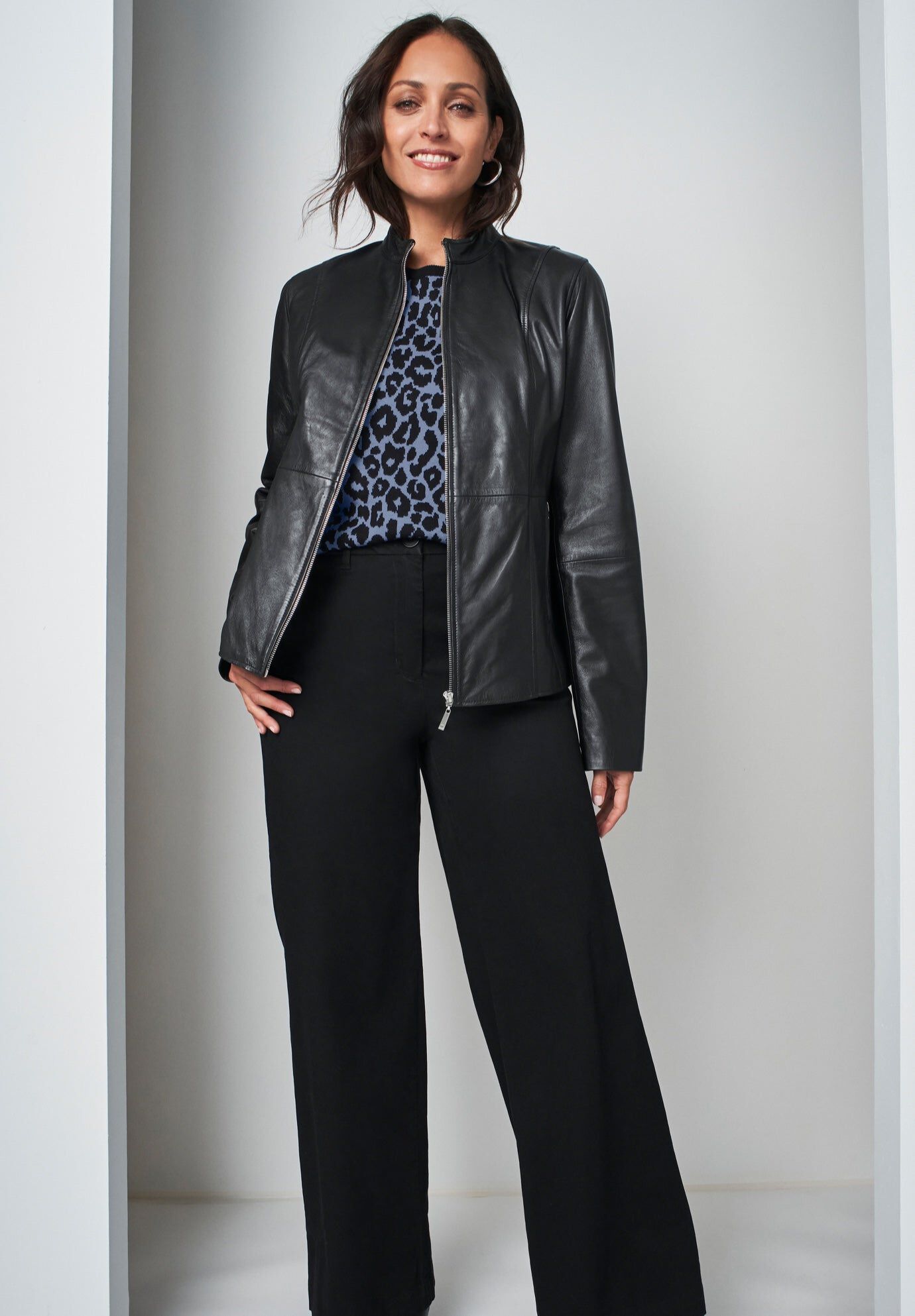 Zip Front Leather Jacket﻿