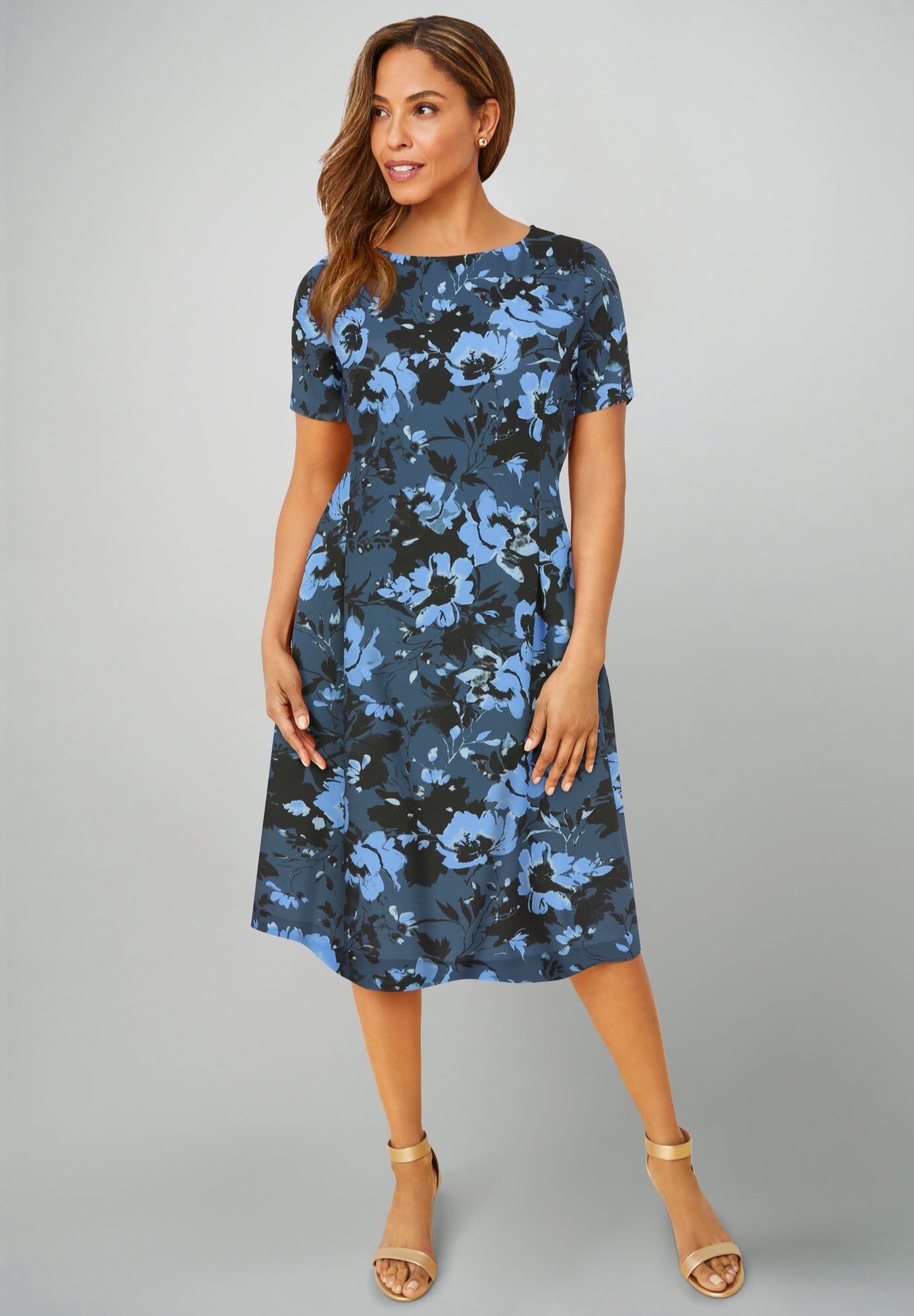 Crepe Fit and Flare Dress﻿