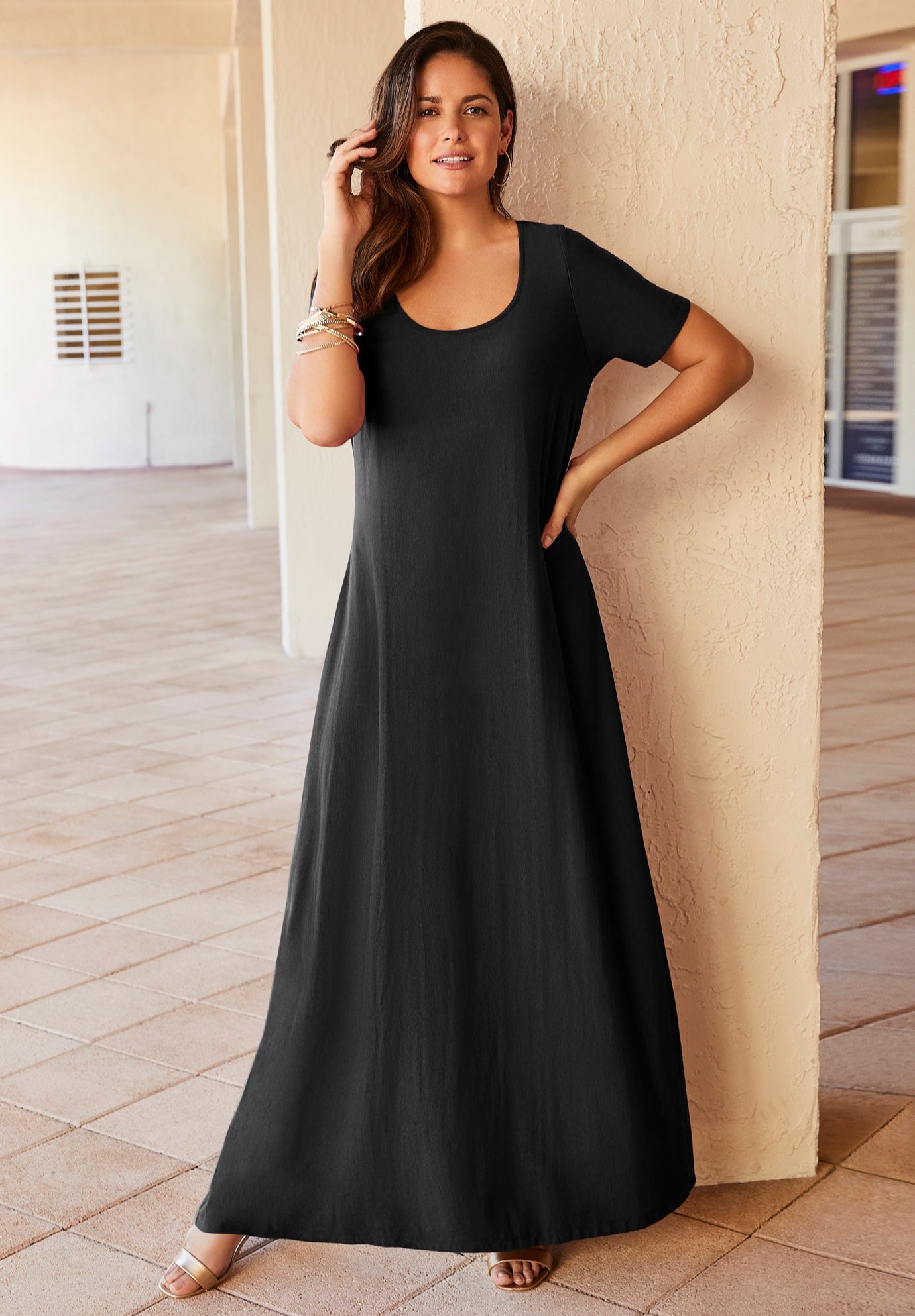 Stretch Cotton TShirt Maxi Dress﻿