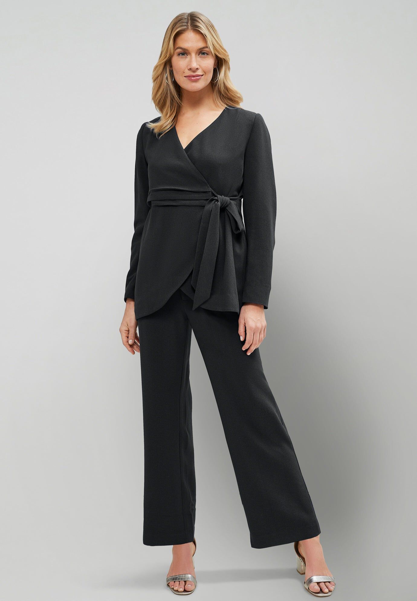 Piece Faux Wrap Pantsuit﻿