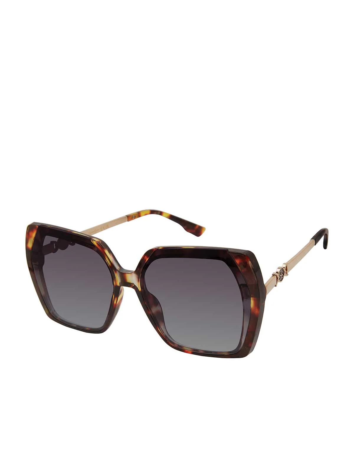 Image of Geometric Metal Temple Sunglasses in Tortoise