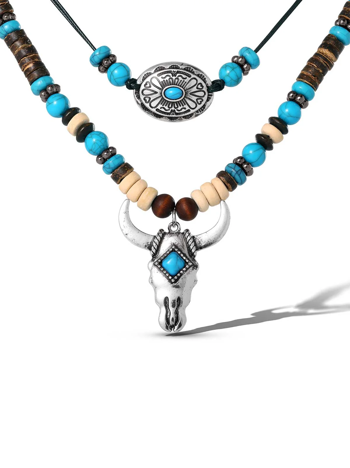 Image of Layered Turquoise Bull Head Necklace