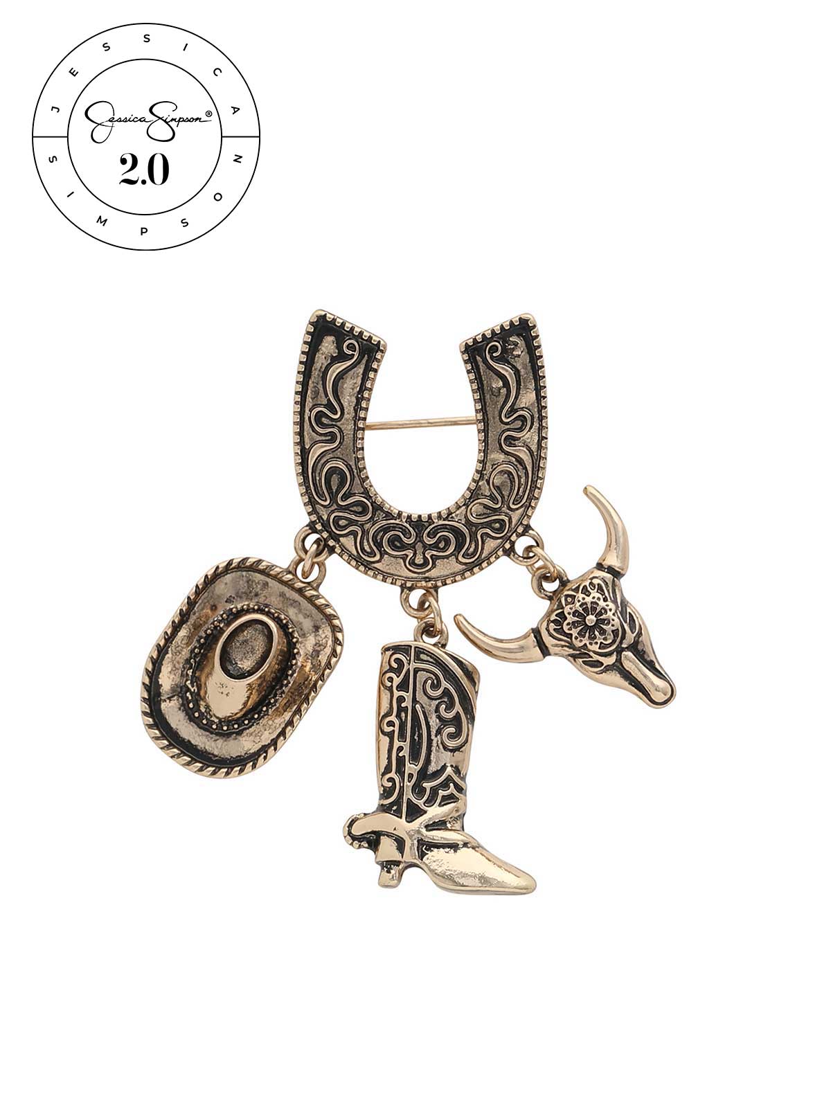 Image of Jessica Simpson 2.0 Western Charm Horseshoe Brooch