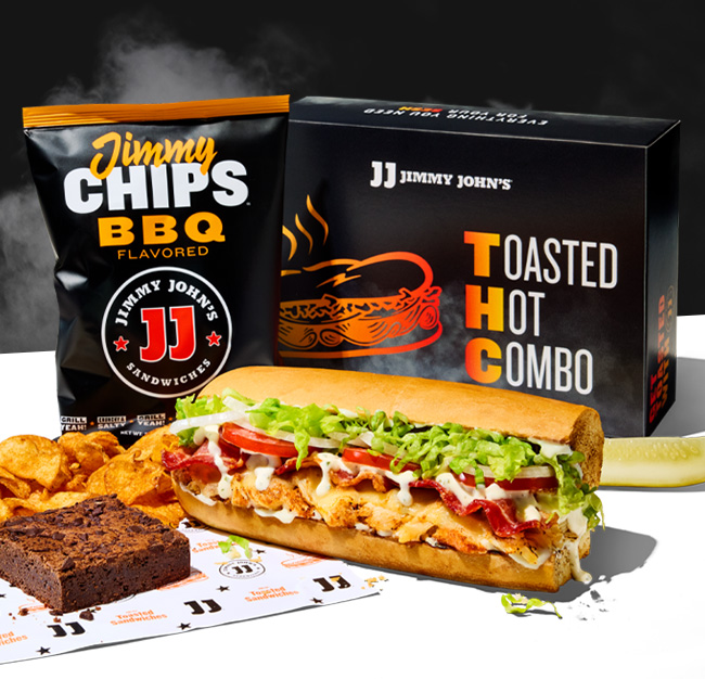 Toasted Hot Combo Box. Toasted Sandwich, Chips, Pickle and Dessert