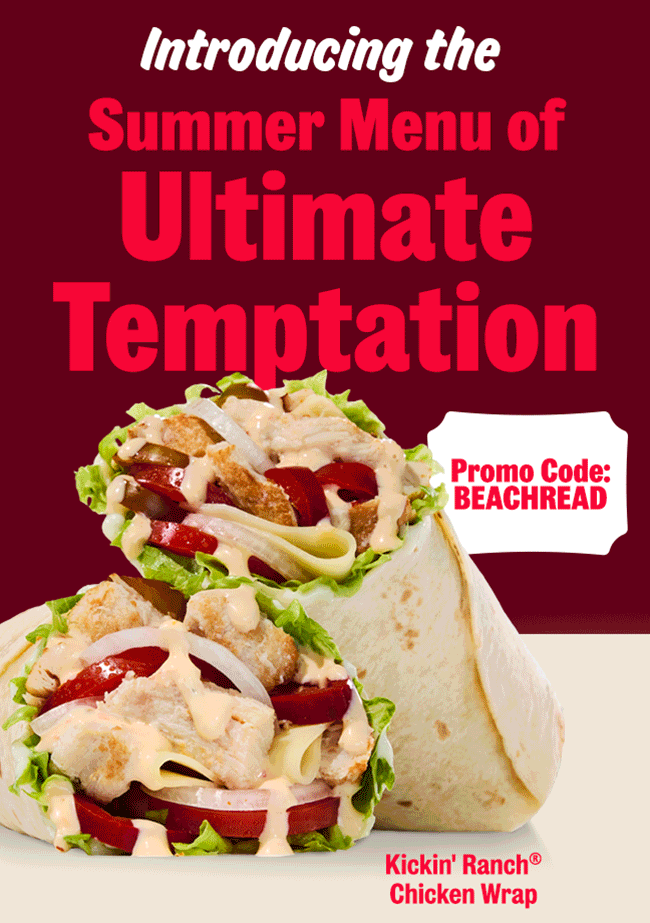 GIF of all the items in the Summer Menu of Ultimate Temptation. Promo Code: Beachread