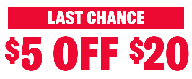 Last Chance: $5 off $25 purchase.