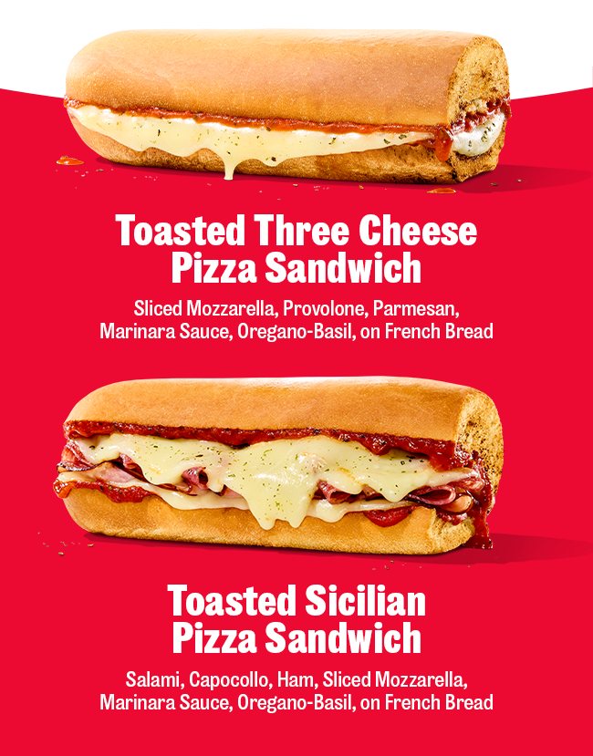 Toasted Three Cheese and Sicilian Pizza Sandwiches