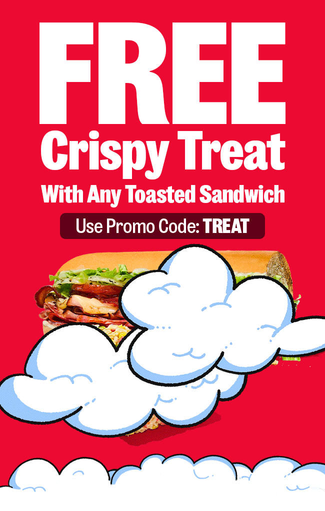 Today Only? FREE Crispy Treat w/ Any Toasted Sandwich Use Pomo Code: TREAT?