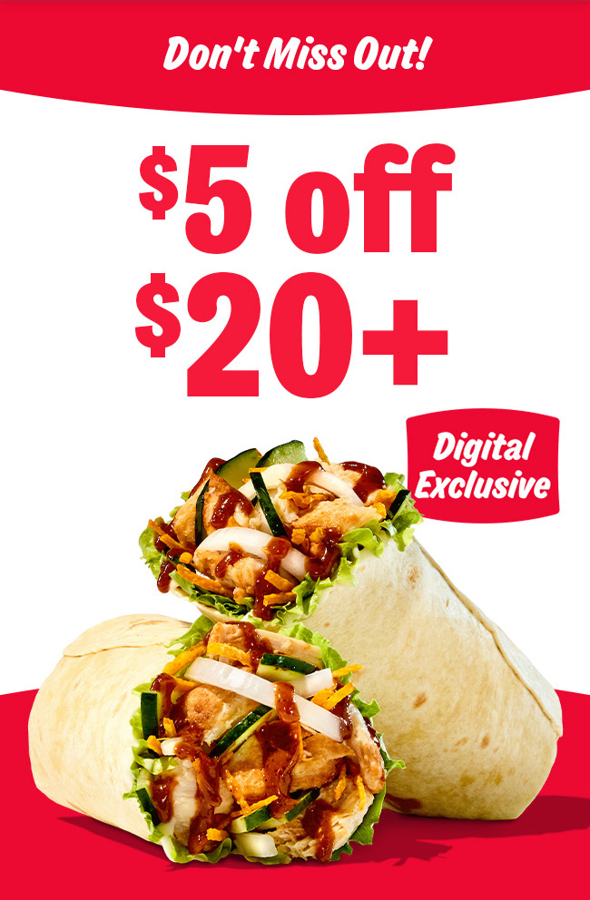 Don't Miss Out!  $5 off $20+ Digital Exclusive