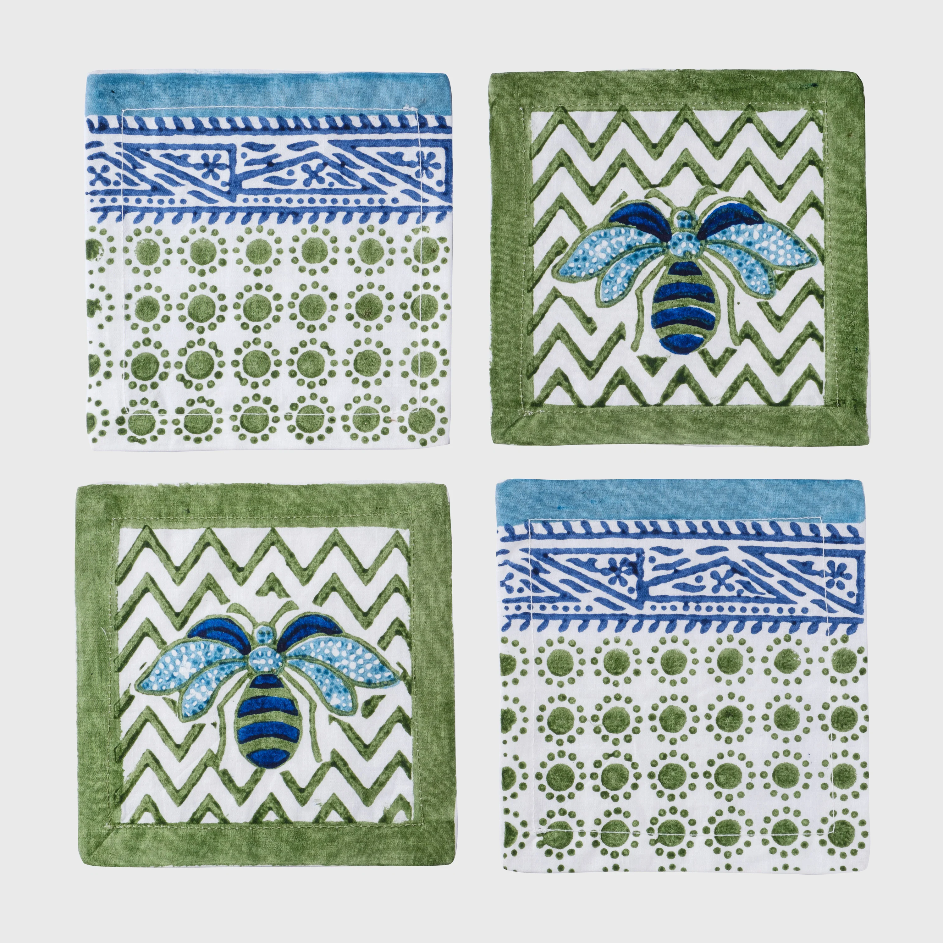 Image of Bee Block Print Cocktail Napkins