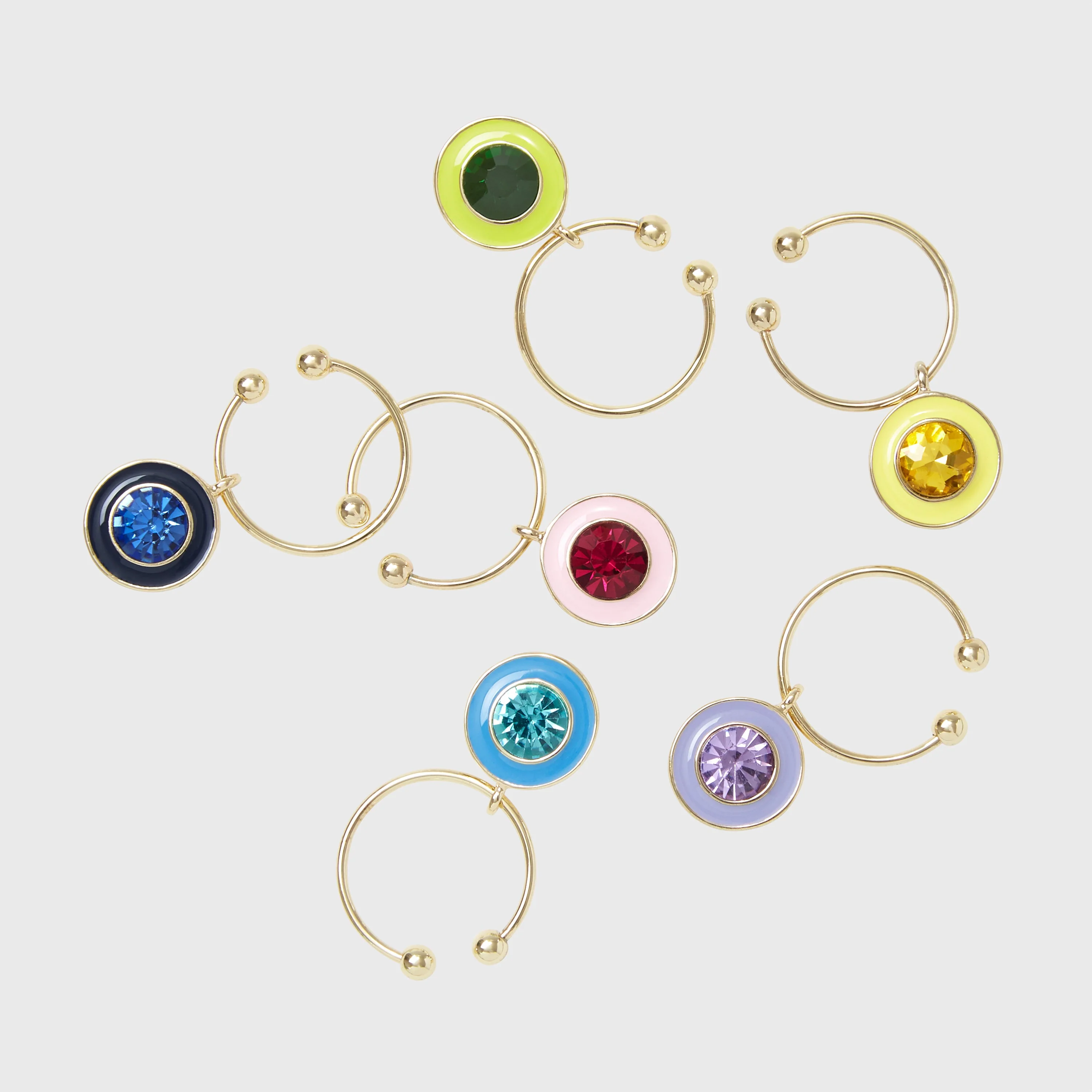 Image of Enamel Gem Wine Charms