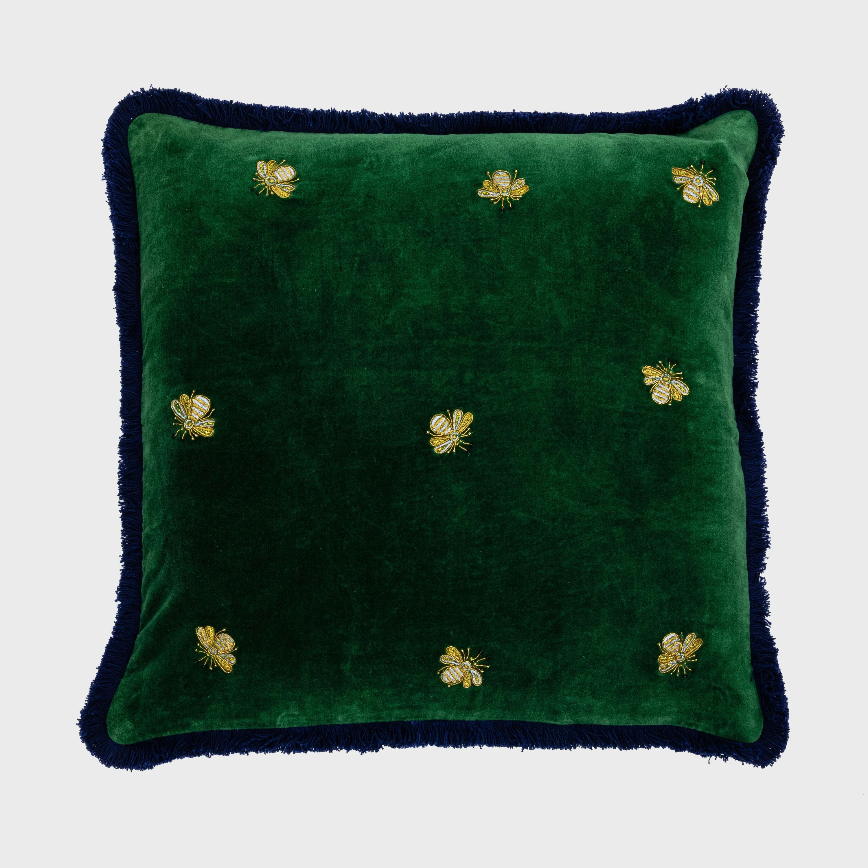 Image of Embroidered Bee Fringe Pillow