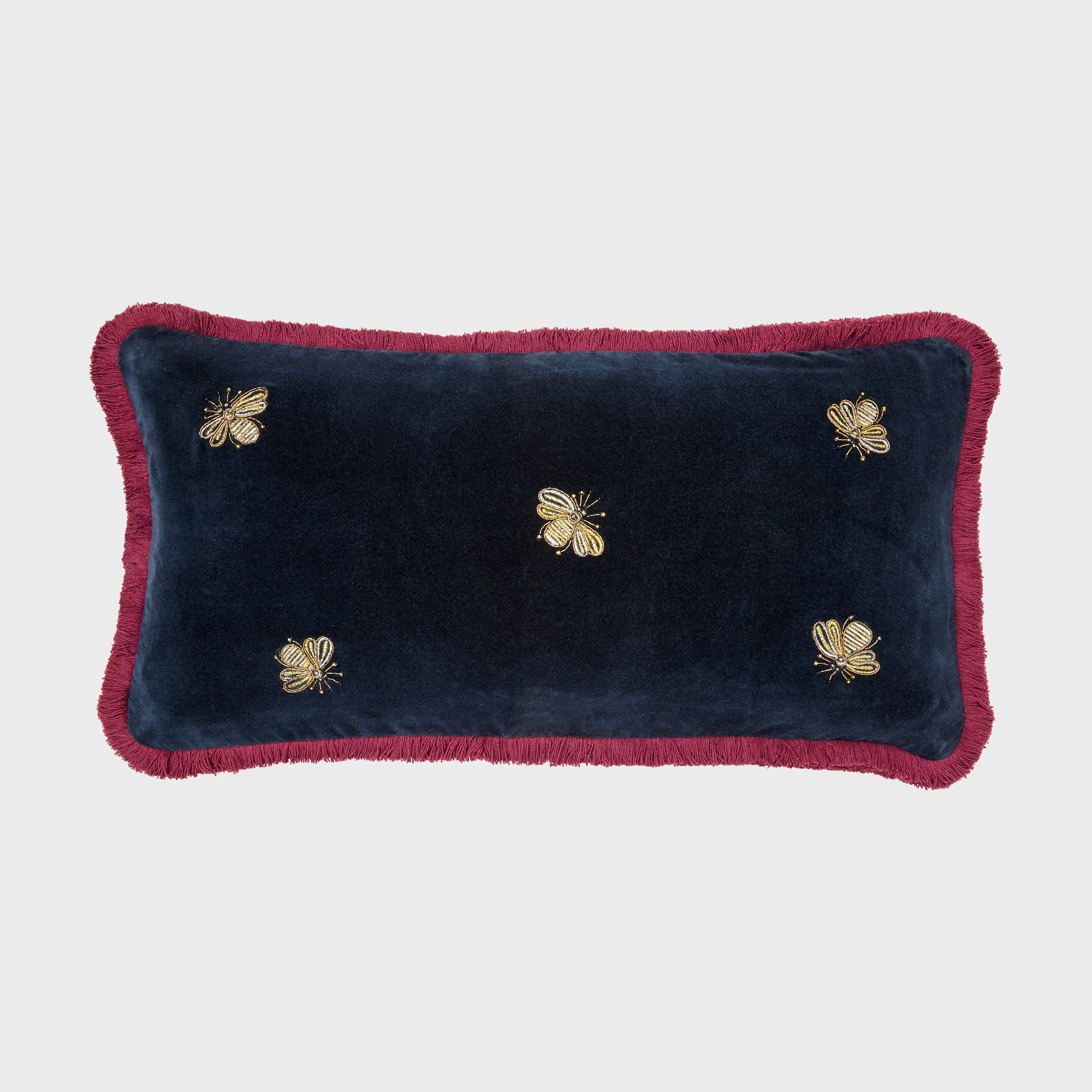 Image of Embroidered Bee Fringe Pillow
