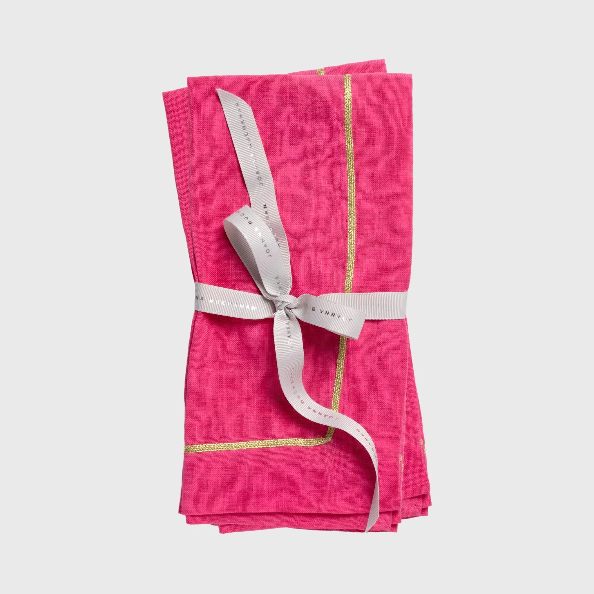 Image of Gold Trim Linen Dinner Napkins
