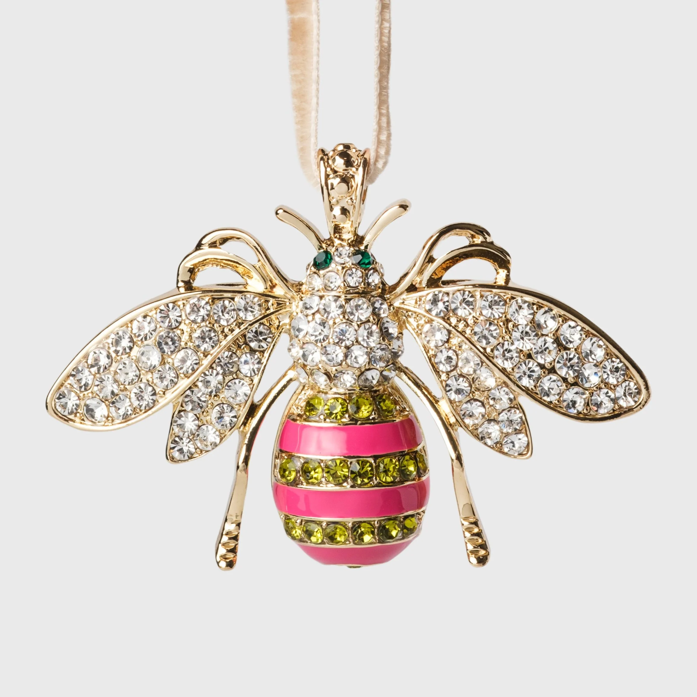 Image of Stripey bee hanging ornament, pink