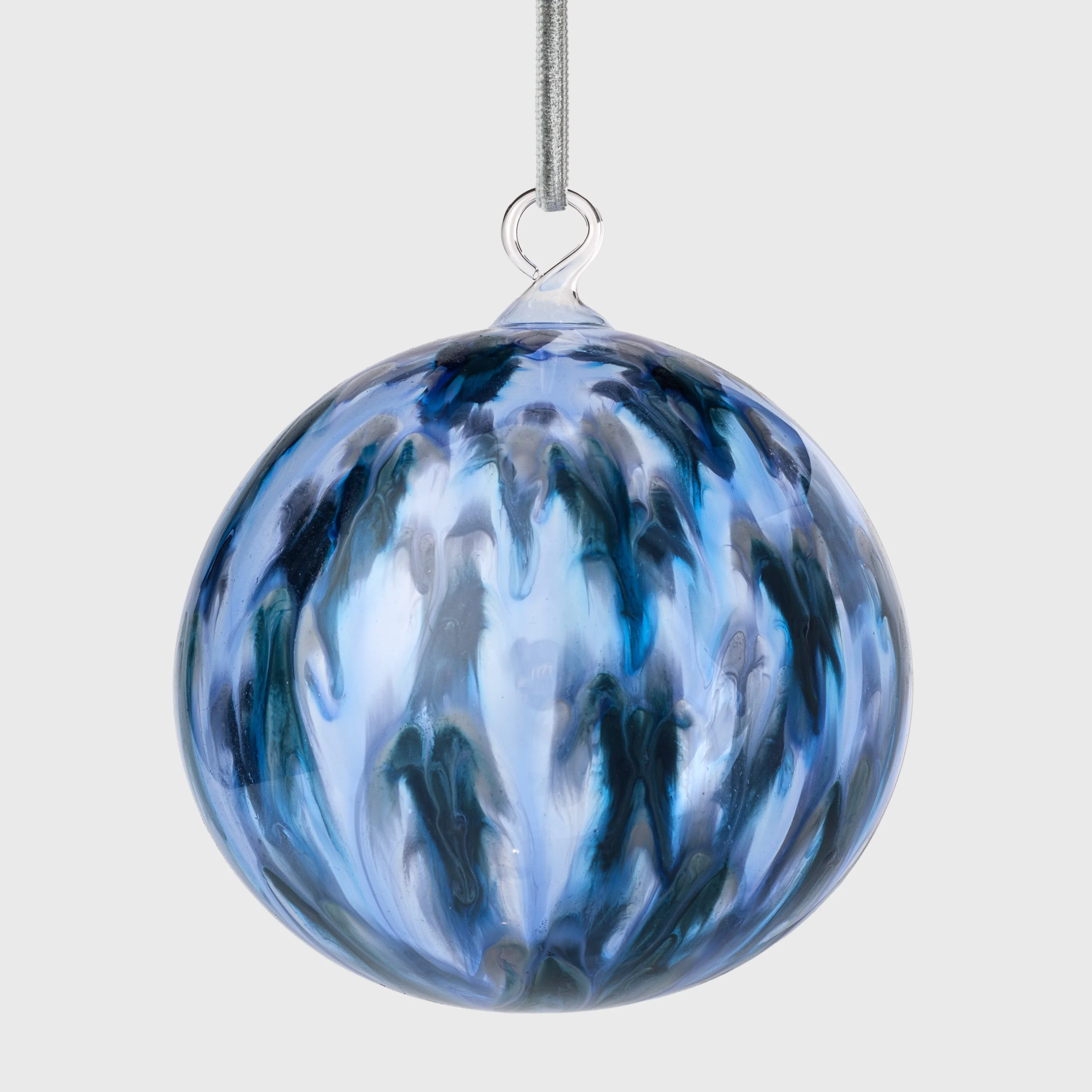 Image of Feather Paint Large Glass Balls, Blue