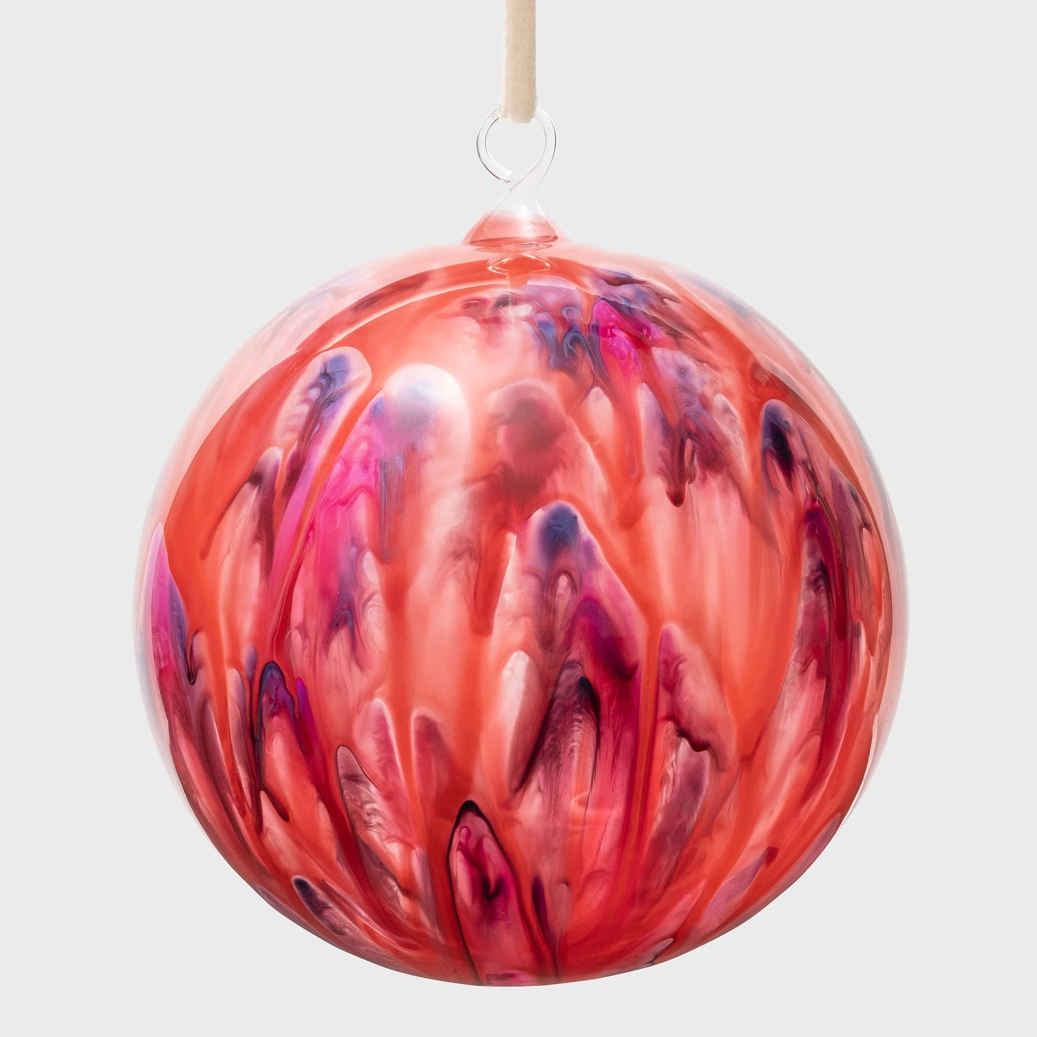 Image of Feather Paint Large Glass Balls, Red