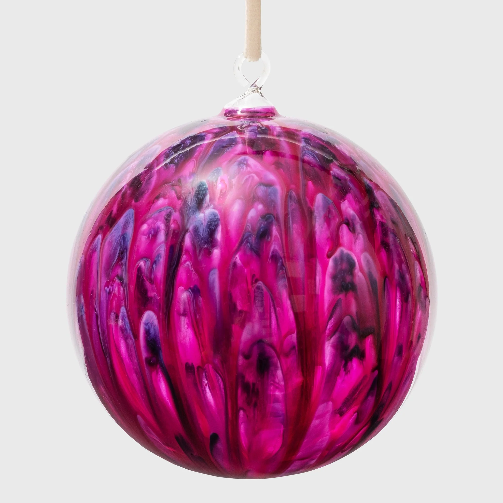 Image of Feather Paint Large Glass Balls, Magenta