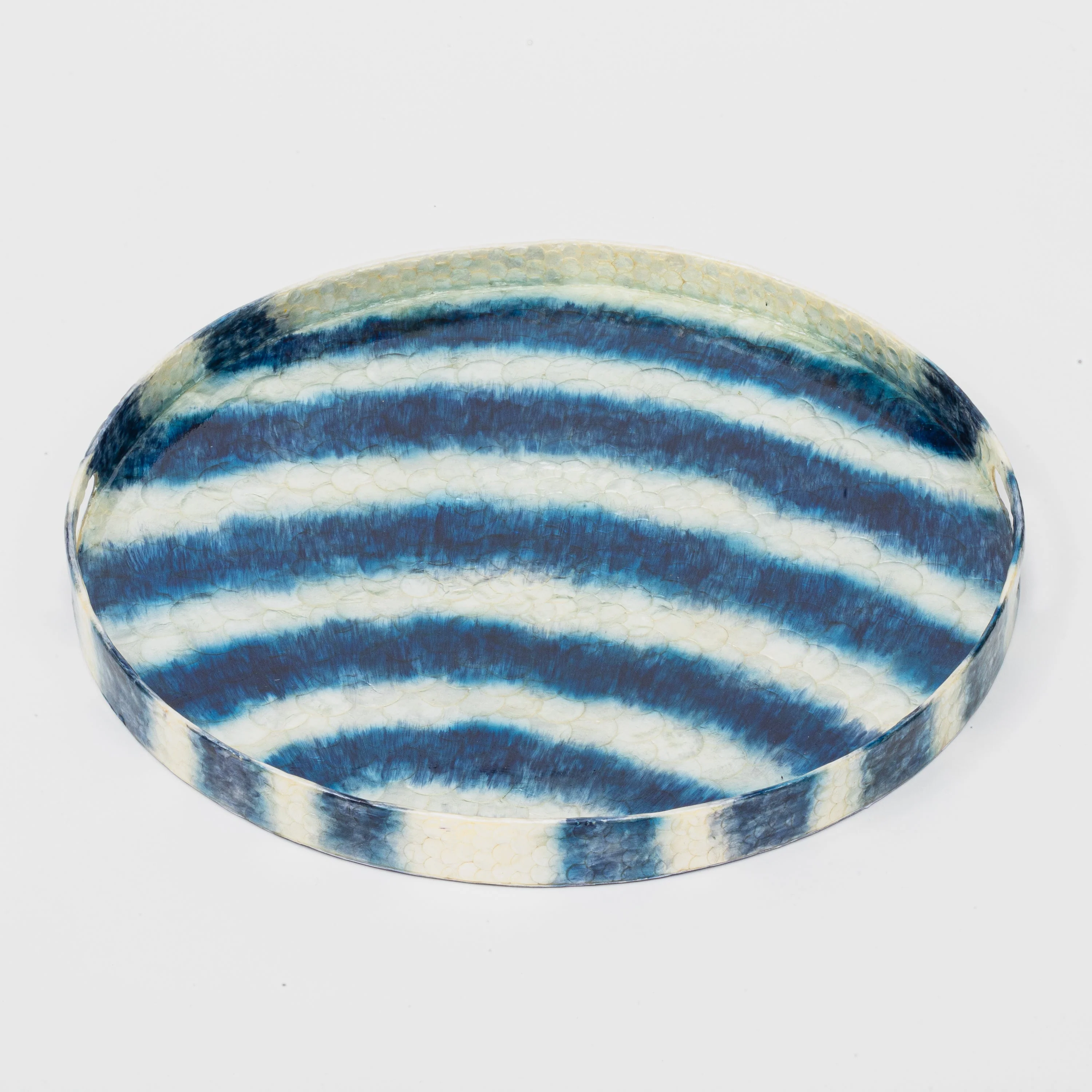 Image of Extra Large Striped Capiz Tray