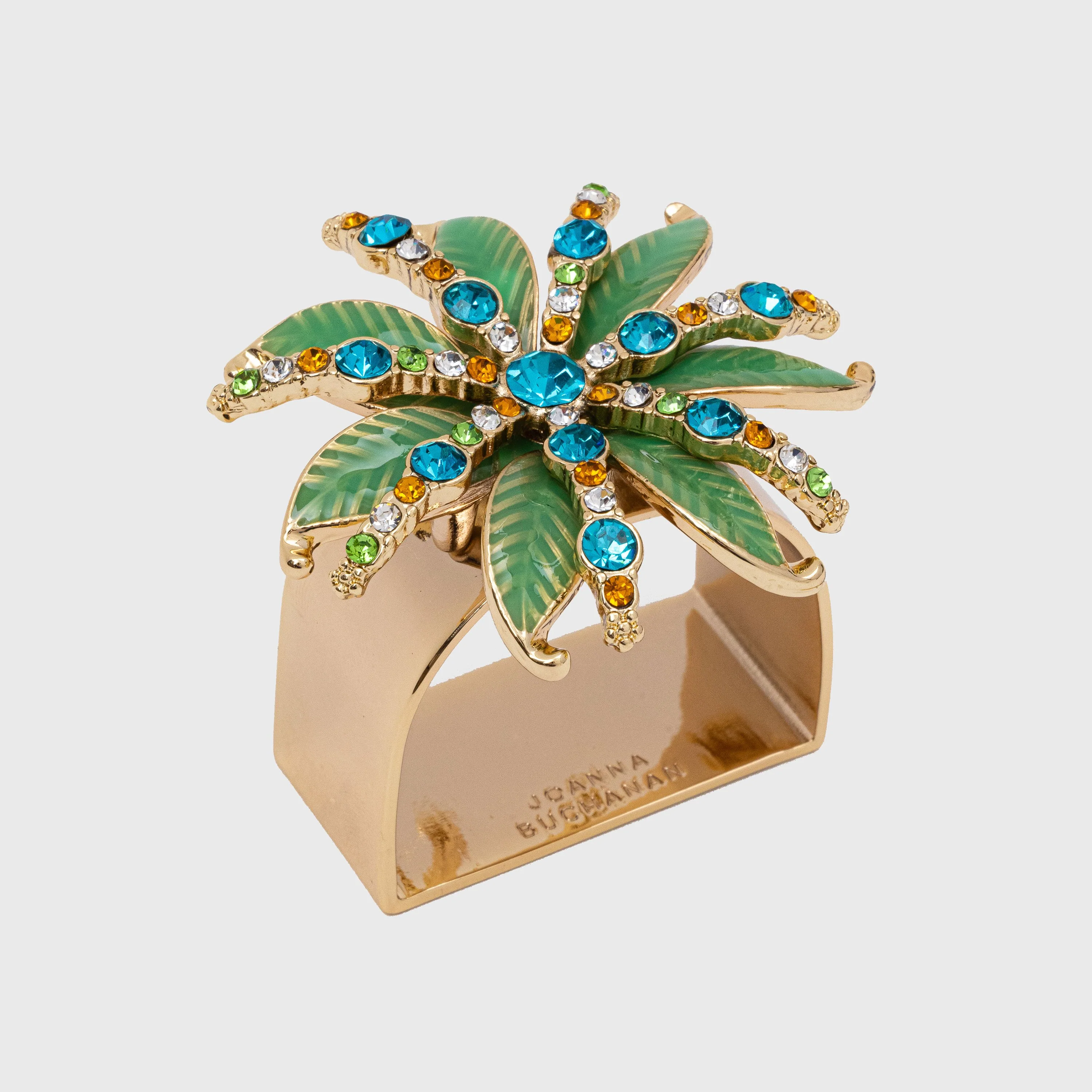 Image of Deco palm napkin rings, green, set of four