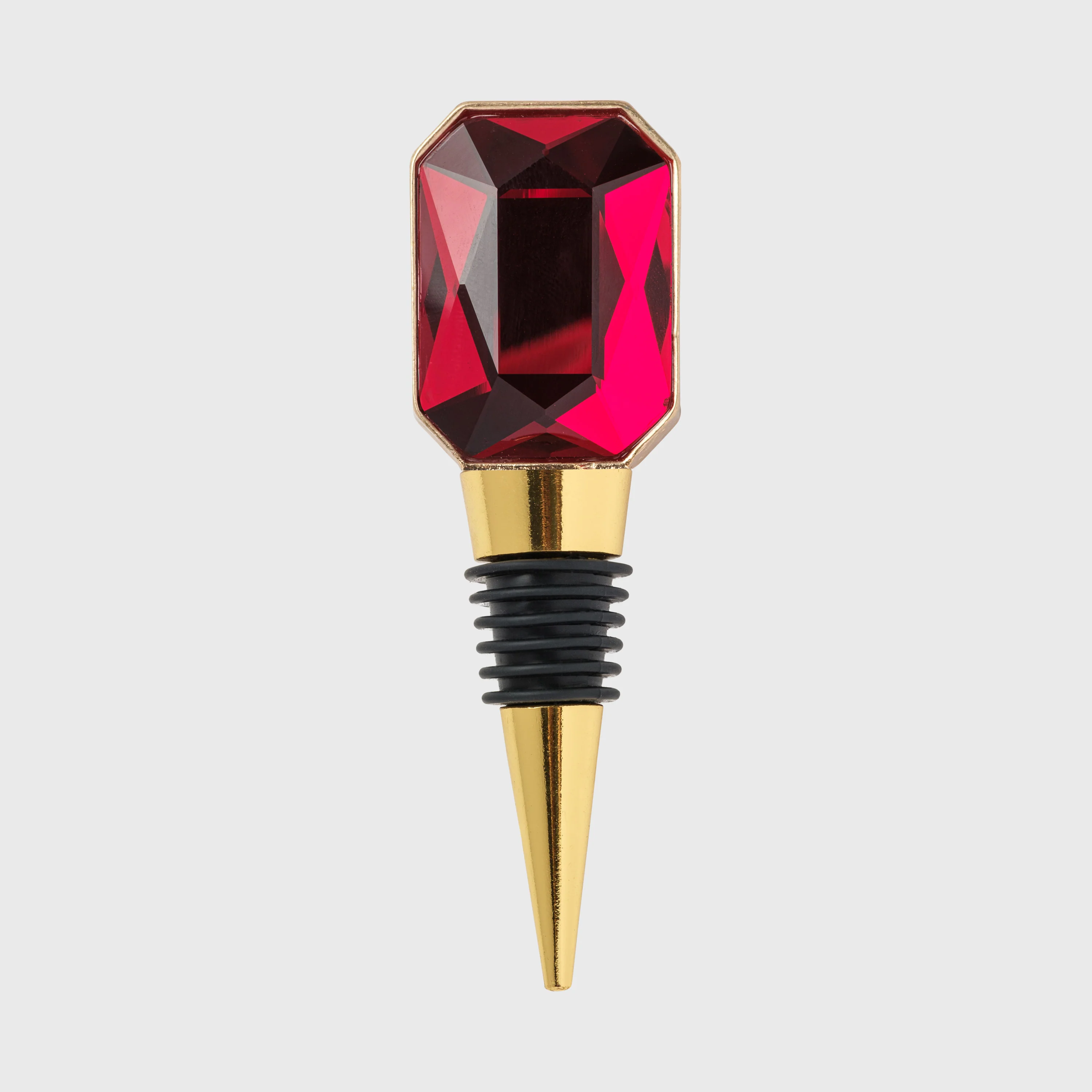 Image of Single gem wine stopper, red