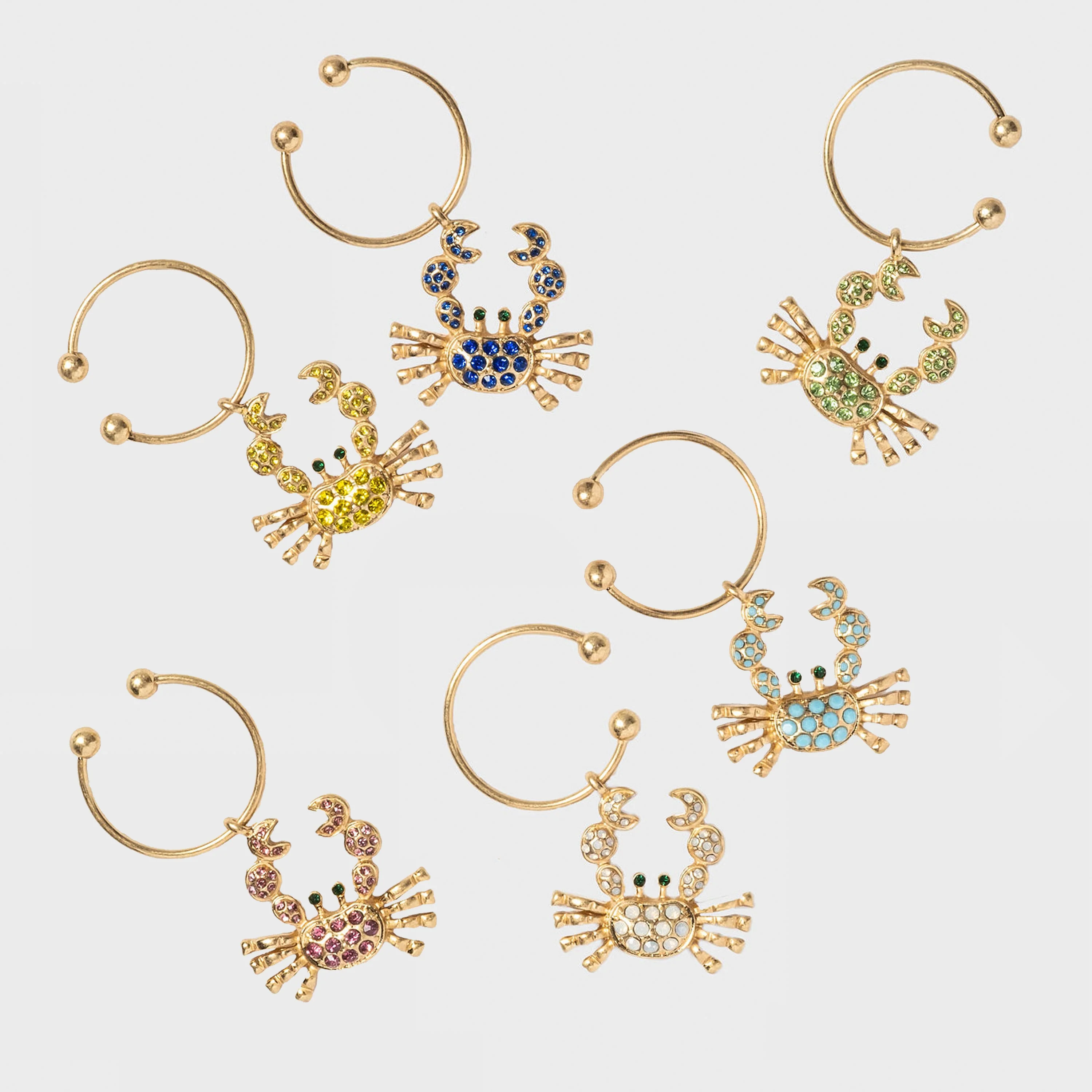Image of Crab wine charms, rainbow
